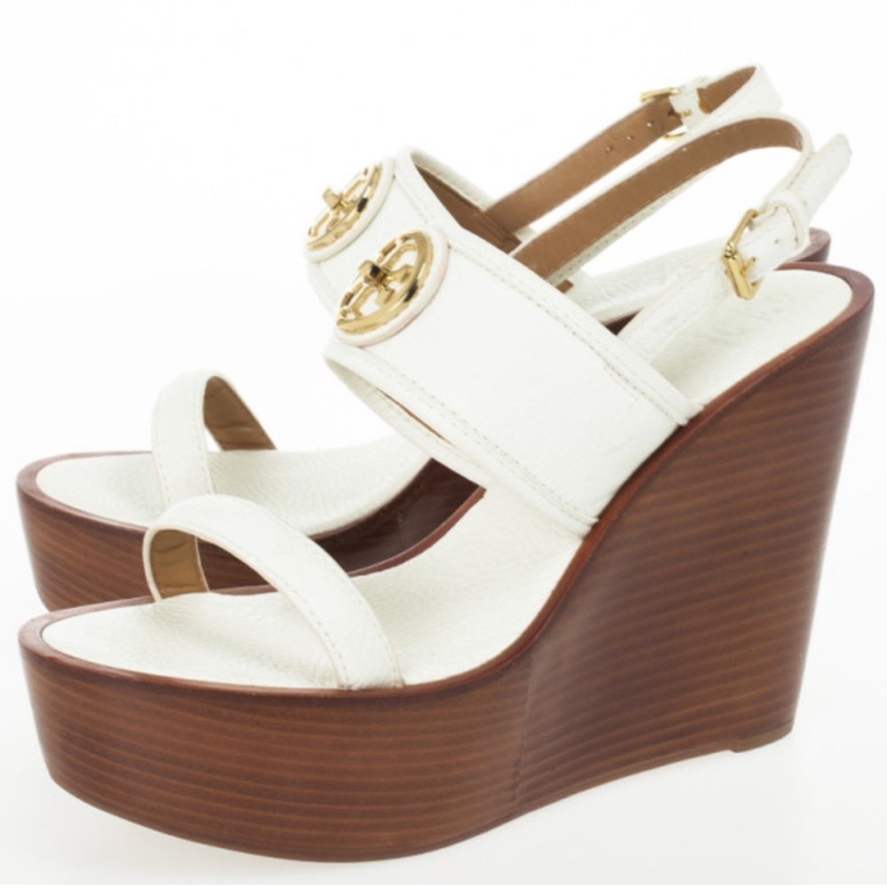 ❌❌❌SOLD Tradesy❌❌❌Tory Burch Selma Wedge White - Picture 3 of 8